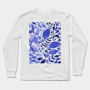 Watercolor foliage - blue Long Sleeve T-Shirt
